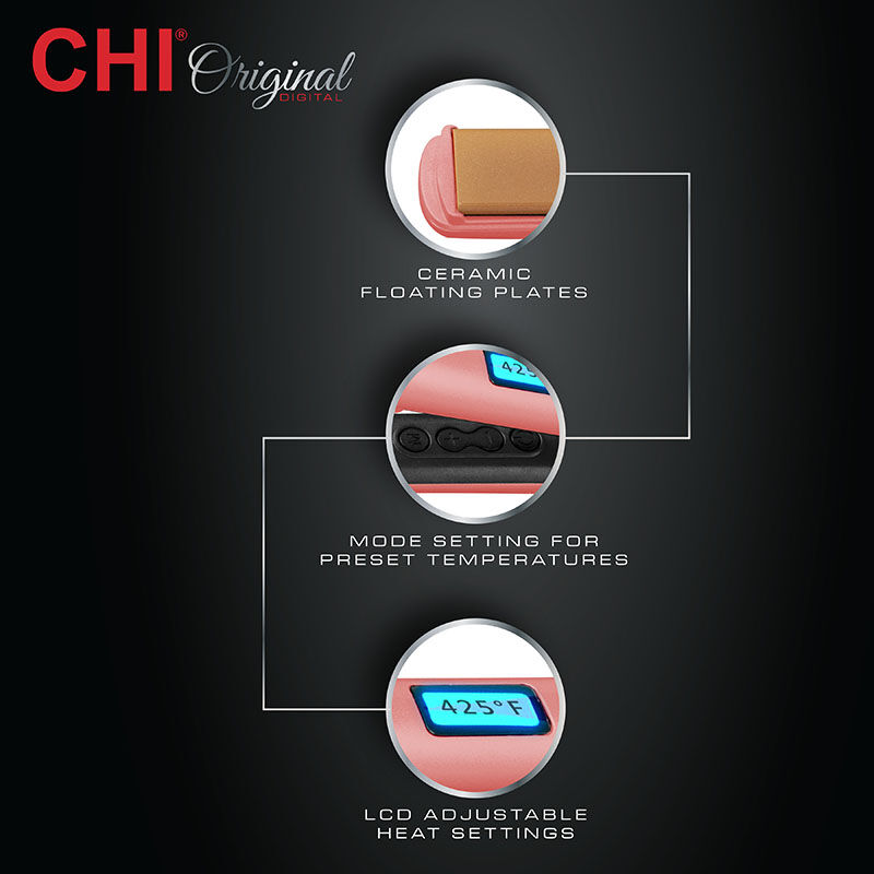 CHI 1.25 Inch Digital Ceramic Hair Iron - Rose Gold display picture 1