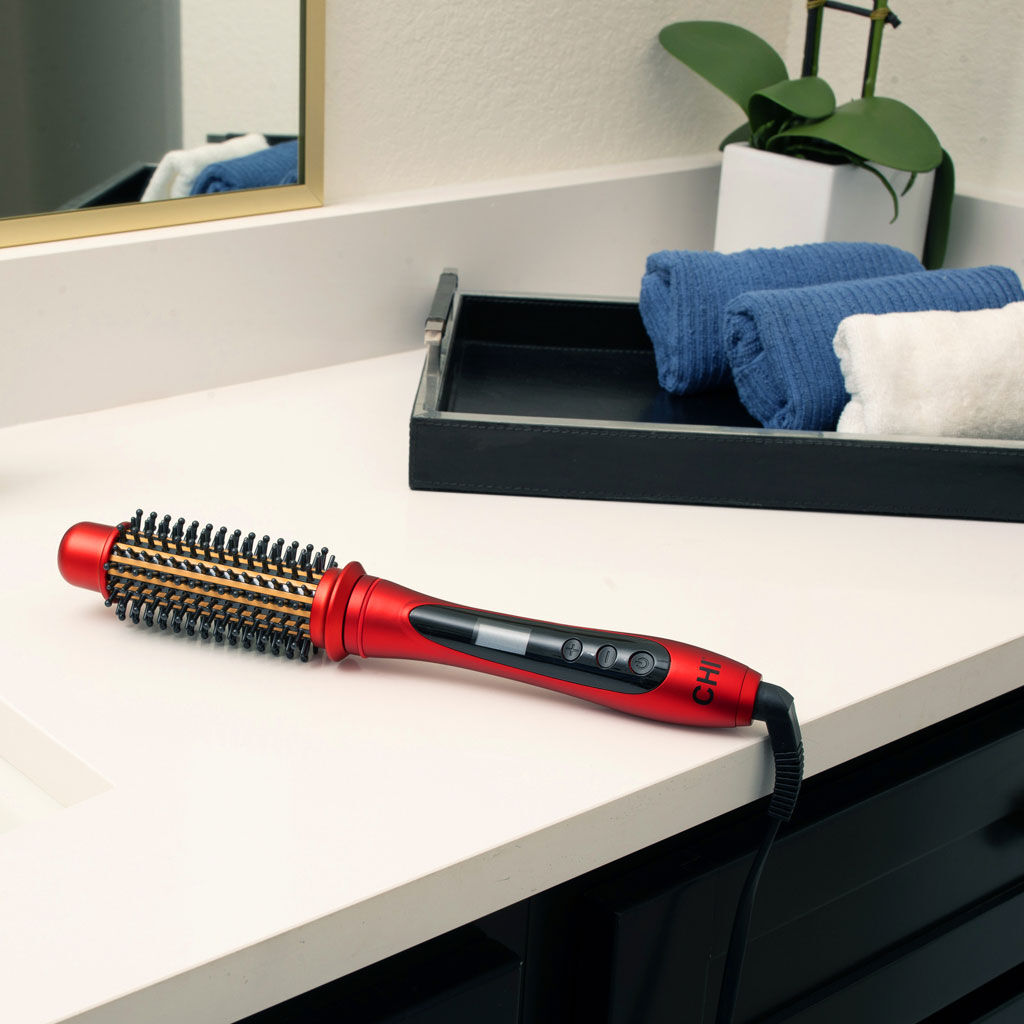 CHI 1.25 Tourmaline Ceramic Heated Round Brush Ruby Red