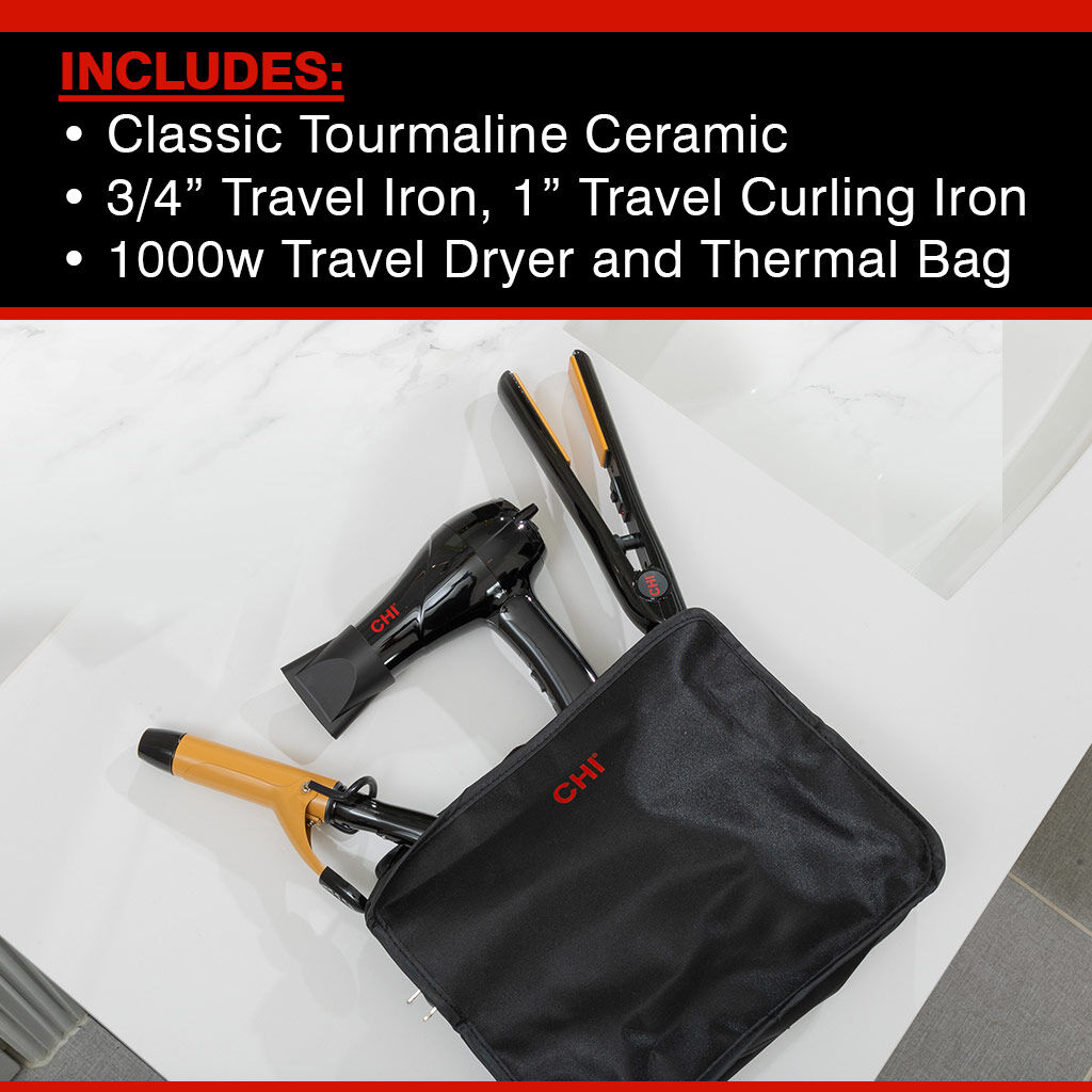Chi travel hair dryer and flat iron set discount