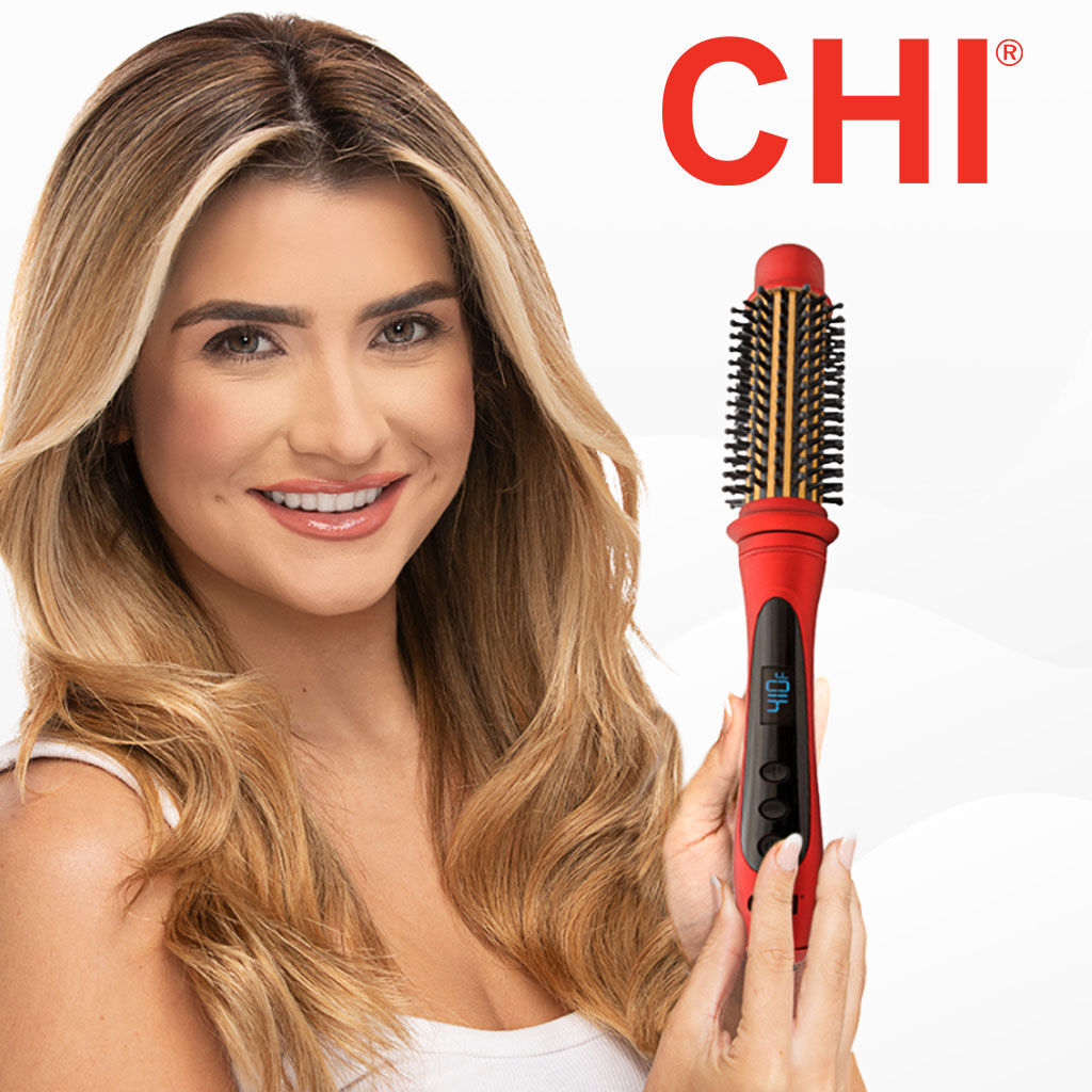 CHI 1.25 Tourmaline Ceramic Heated Round Brush Ruby Red