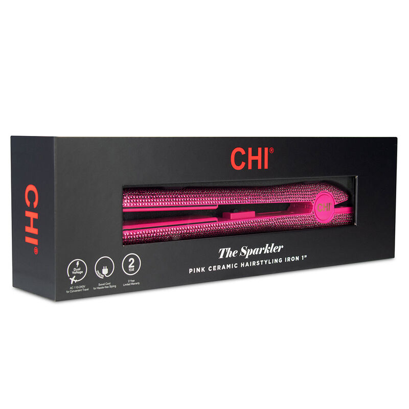 The Sparkler Pink 1 Inch Ceramic Hairstyling Iron, , large image number null