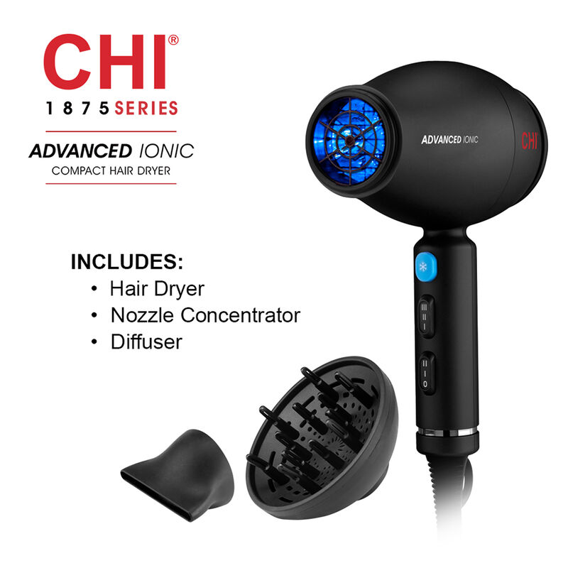 1875 Series Advanced Ionic Compact Hair Dryer - Matte Black, , large image number null