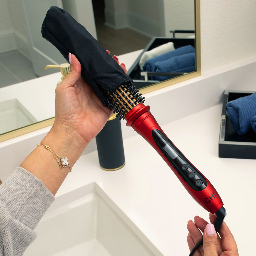CHI 1.25 Tourmaline Ceramic Heated Round Brush Ruby Red