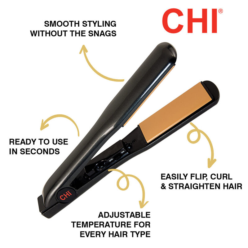 1.5 Inch Tourmaline Ceramic Wide Plate Hairstyling Iron - Onyx Black, , large image number null